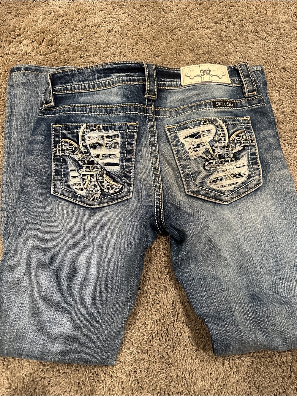 Miss Me Blue Distressed Embroidered Back Pocket Boyfriend Jeans